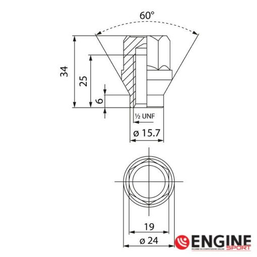 1/2 UNF lungh. 34 mm Dado chiuso con collare - Zincato bianco - immagine 2