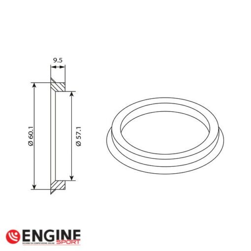 60.1/57.1 mm Anello di centraggio in alluminio - immagine 2