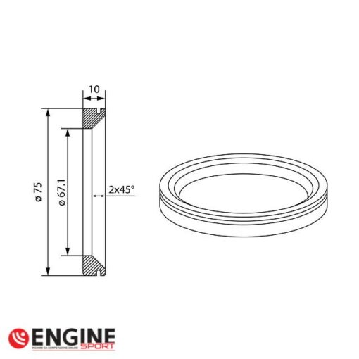 75/67.1 mm Anello di centraggio in alluminio - immagine 2