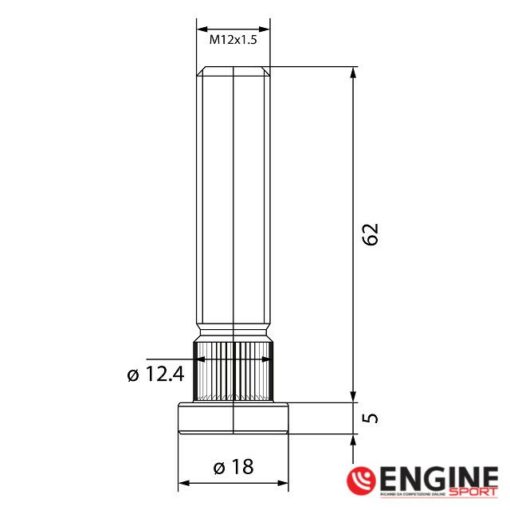 Colonnetta a piantaggio M12x1.5, lungh. 67 mm - Zigr 12.4 - Zincato bianco - immagine 2