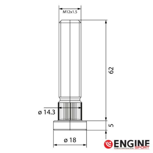 Colonnetta a piantaggio M12x1.5, lungh. 67 mm - Zigr 14.3 - Zincato bianco - immagine 2