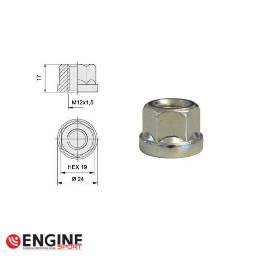 Dado piatto in acciaio M12x1.5 - Zincato bianco - immagine 2