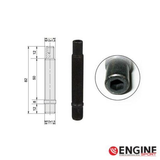Prigioniero con sede brugola M12x1.5, lungh. 82 mm - Zincato nero - immagine 2