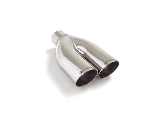 Terminale inox rotondo 2x70 mm Sportline
 con tubo di entrata int. 50,5 mm
 lunghezza 225 mm